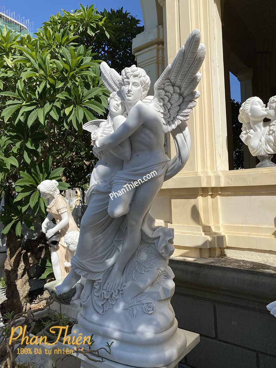 Tượng thần tình yêu Cupid và nàng Psyche xinh đẹp bằng đá